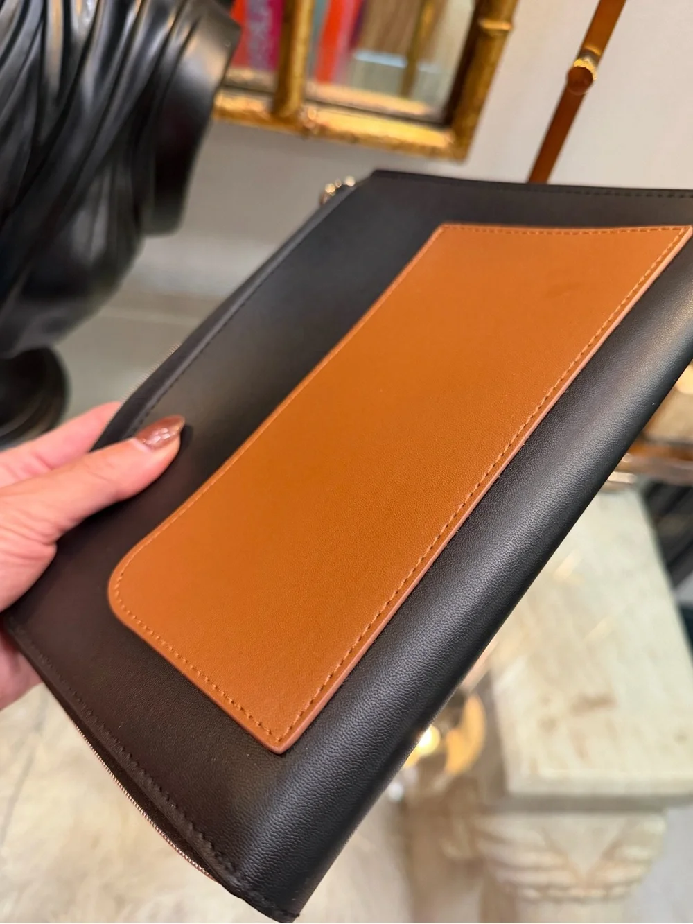 Black faux Leather Zip Pouch Lanvin Makeup